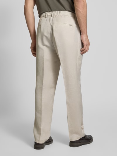 Antony Morato Relaxed fit linnen broek met elastische band Beige - 5