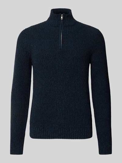 Only & Sons Regular fit schipperstrui met korte ritssluiting, model 'JOIN' Marineblauw - 2