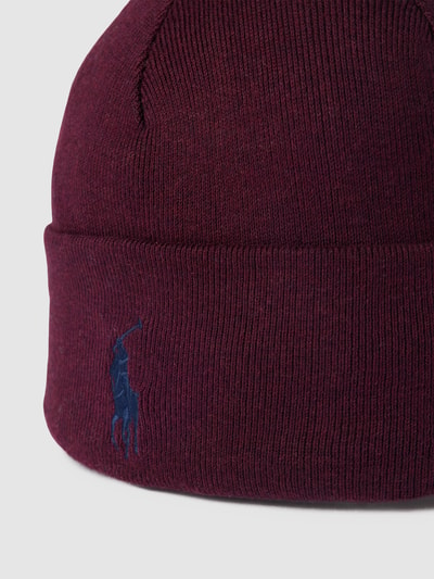 Polo Ralph Lauren Beanie mit breitem Umschlag und Label-Stitching Dunkelrot Melange 2