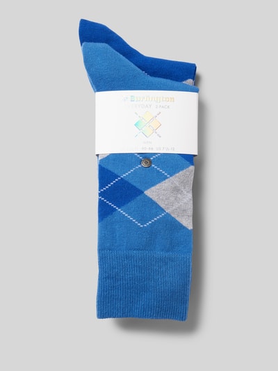 Burlington Socken mit Label-Applikation Modell 'Everyday Argyle' im 2er-Pack Blau 3