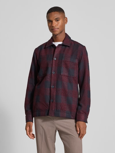 Strellson Regular fit vrijetijdsoverhemd met structuurmotief, model 'NORIN'  Aubergine - 4