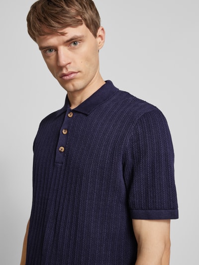 Only & Sons Regular Fit Poloshirt mit Lochstickerei Modell 'MOON' Marine 3