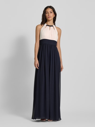 Jake*s Cocktail Abendkleid mit Collierkragen Marine Melange 4