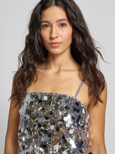 Vila Crop Top mit Pailletten Modell 'CHAYA' Silber 3
