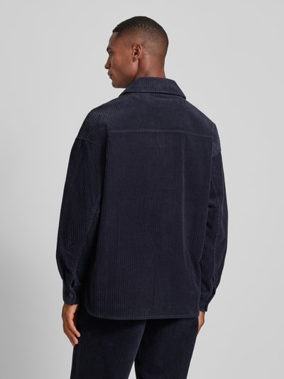 Casual Friday Overhemdjack met borstzakken, model 'corduroy' Marineblauw - 5