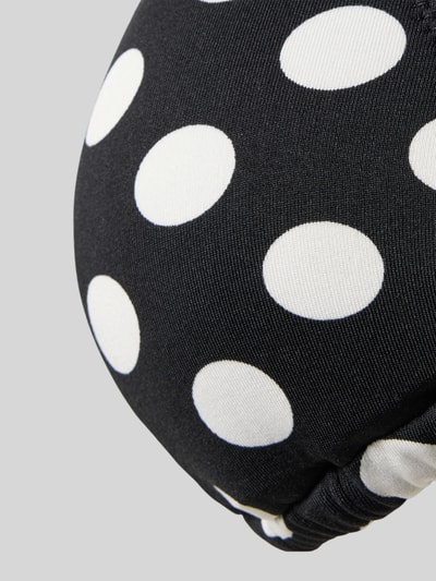 Produktfoto, Bikini-Oberteil mit Schnürung Modell 'KIRA' von Neo Noir, Schwarz mit weißen Punkten, Material-Mix mit Stretch-Anteil, Allover-Look, Körpernahe Passform, Detailaufnahme