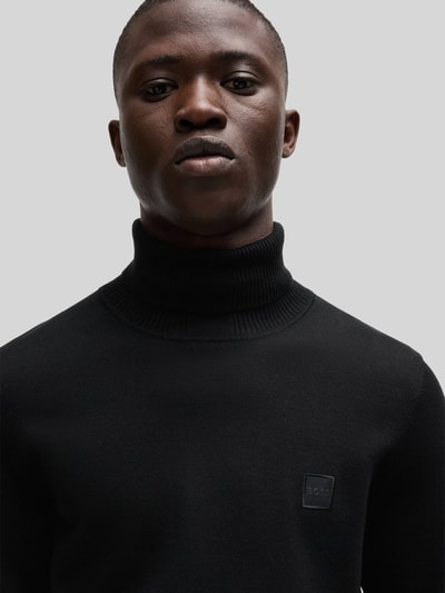 BOSS Orange Regular Fit Rollkragenpullover aus Baumwoll-Kaschmir-Mix Modell 'AKIRO_S' Black 3