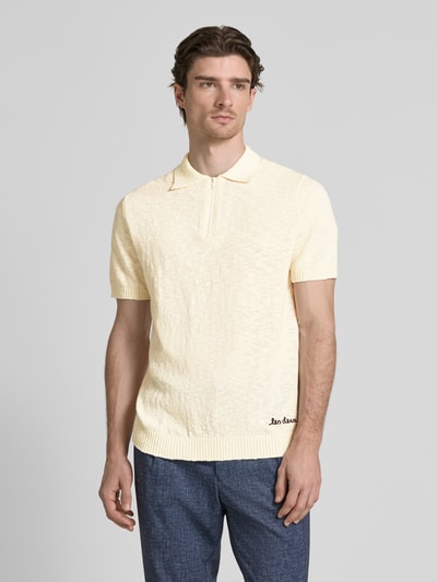 Les Deux Poloshirt mit Strick-Optik Offwhite 4