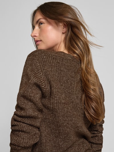 s.Oliver RED LABEL Regular fit gebreide pullover met wol Donkerbruin - 3