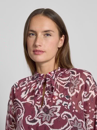 s.Oliver RED LABEL Regular Fit Langarmbluse mit Allover-Muster Bordeaux 3