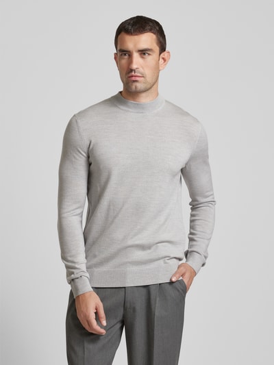 JOOP! Collection Gebreide pullover van scheerwol met opstaande kraag, model 'Davide' Lichtgrijs - 4