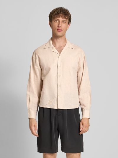 ANOTHER COTTON LAB Relaxed Fit Leinenhemd mit Logo-Stitching Beige 5