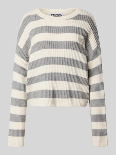 Review Strickpullover mit Rundhalsausschnitt Hellgrau Melange 2