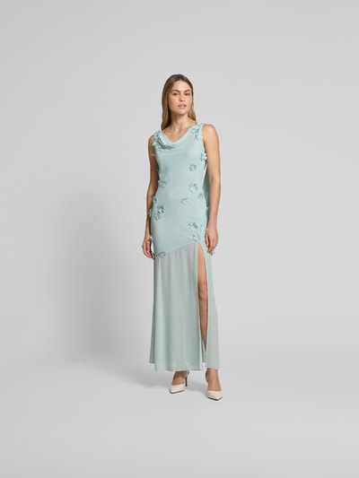 ROTATE Maxikleid mit floralen Stickereien Hellblau 4