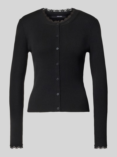 Produktfoto, Slim Fit Strickjacke aus Viskose-Mix Modell 'Wonder' von Vero Moda, Optik: Unifarben, Passform: Slim-Fit, Spitzen-Besatz, Rundhals, Langarm, Materialverarbeitung: Rippstrick