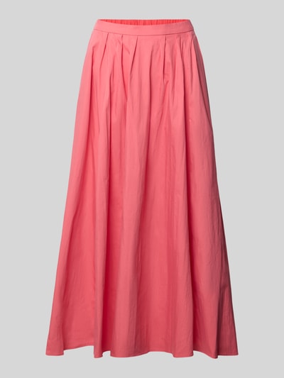 Productfoto, 'Midirock mit gelegten Falten' van ROBE LÉGÈRE, roze katoenmix, a-lijn, plooien, deels elastische tailleband, maat 36