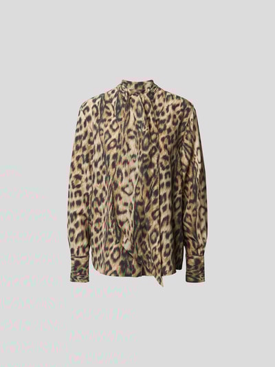Victoria Beckham Schluppenbluse in Animal-Optik Camel 2