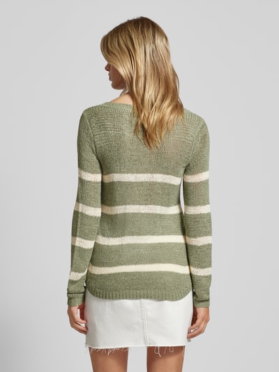 Only Gebreide pullover met ronde hals, model 'GEENA' Rietgroen - 5