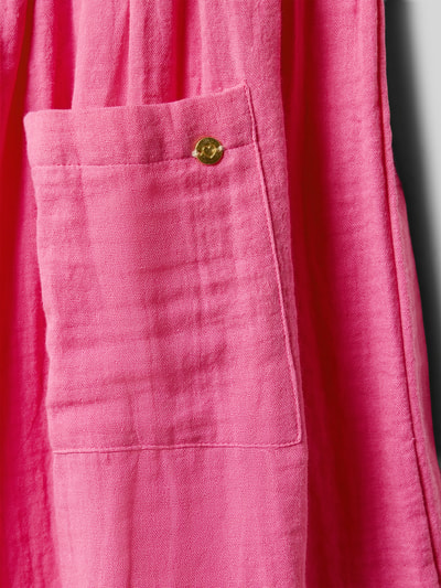 Productfoto, Knielanges Kleid mit Schmetterlingsärmeln van Blue Seven, puur katoen, los model, knielengte, opgestikte steekzak, textuurdetails