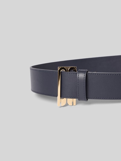 Produktfoto, Gürtel mit D-Ring-Verschluss von Victoria Beckham, Damen Gürtel, breite Passform, Ziernähte, metallic-Detail, Label-Detail, Schlaufe, Breite 4 cm, Farbe Dunkelblau, Größe 80