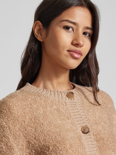 s.Oliver RED LABEL Regular Fit Strickjacke mit Alpaka aus Teddy-Bouclé Beige Melange 3