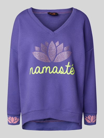 miss goodlife Bluza o kroju relaxed fit z dekoltem w serek Fioletowy 2