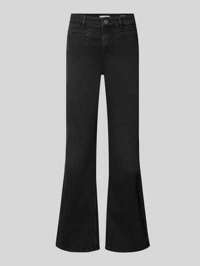 Produktfoto, Straight Fit Jeans aus Baumwoll-Mix von Christian Berg Woman in Schwarz mit Eingriff- und Gesäßtaschen, strukturierte Oberfläche
