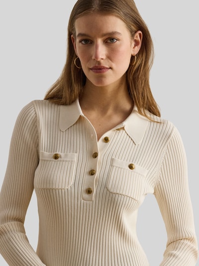 Lauren Ralph Lauren Slim Fit Langarmshirt aus Viskose-Mix mit Knöpfen Sand 3