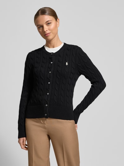 Polo Ralph Lauren Slim fit gebreid jack, model 'Cardi' Zwart - 4