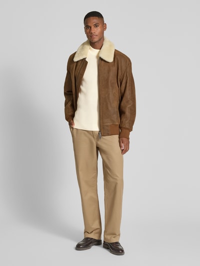 JOOP! Collection Strickpullover mit gerippten Abschlüssen Modell 'Donteo' Beige 1