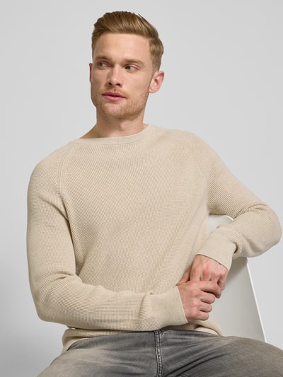 OLYMP Level Five Strickpullover mit gerippten Abschlüssen Sand 3