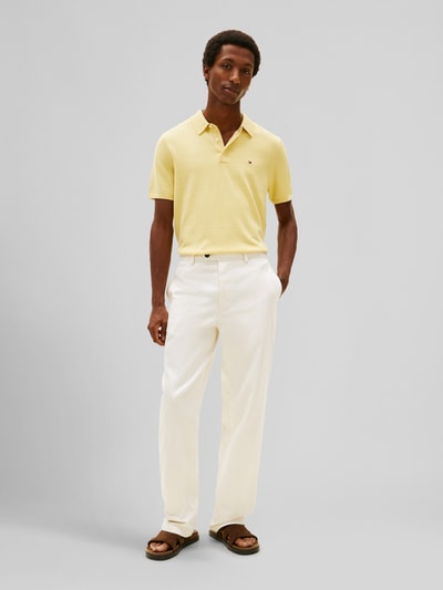 Tommy Hilfiger Regular Fit Strick-Poloshirt aus reiner Baumwolle GELB 1