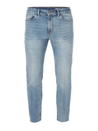 REVIEW Cropped Skinny Fit Jeans im Used Look  Blau 1