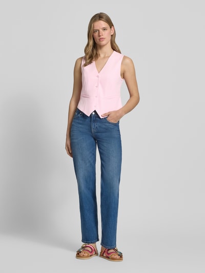 PIECES Slim Fit Anzugweste mit angedeutete Taschen Modell 'BOZZY VEST' Altrosa Melange 1