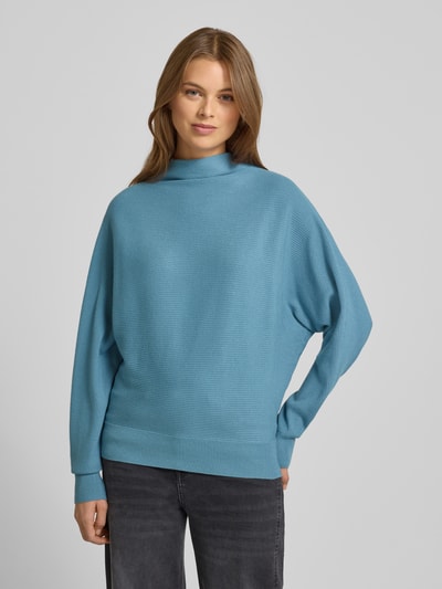 Zero Strickpullover aus Viskose-Mix mit Stehkragen Hellblau 4