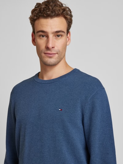 Tommy Hilfiger Gebreide pullover met logostitching Jeansblauw - 3