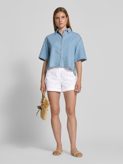 Stefanel Straight Fit Shorts mit floralem Loch-Stitching Modell 'Fiorenza' Offwhite 1