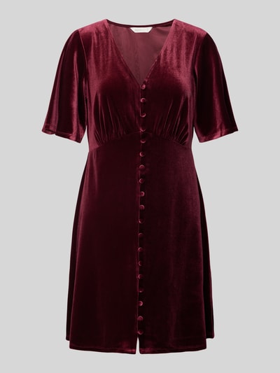 Apricot Minikleid mit V-Ausschnitt Bordeaux 2