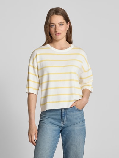 MSCH Copenhagen Strickshirt mit überschnittenen Schultern und Rundhalsausschnitt Hellgelb 4