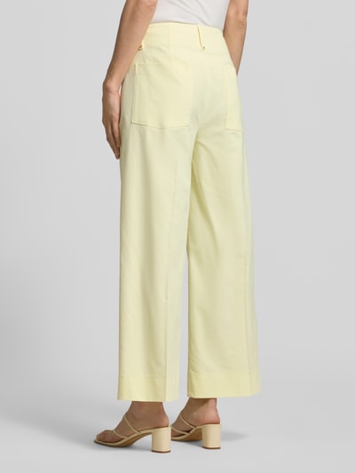 Luisa Cerano wide fit stoffen broek met viscose Lichtgeel - 5