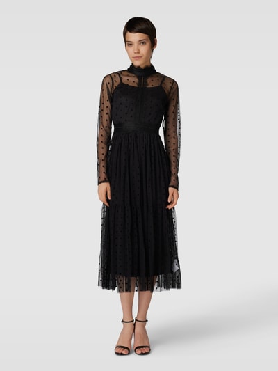 LACE & BEADS Cocktailkleid in semitransparentem Design mit Stehkragen Black 4