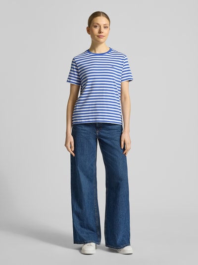 GANT T-shirt met ronde hals en labelstitching Koningsblauw - 1