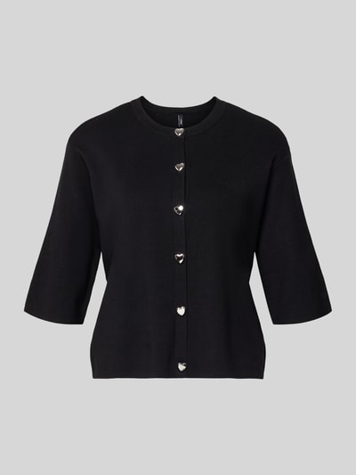 Produktfoto, Regular Fit Strickjacke aus Viskose-Mix Modell 'MAISIE' von ONLY, jednolity kolor, ozdobne guziki, okrągły dekolt, drobny splot
