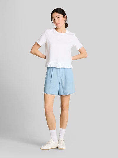 Tom Tailor Denim Damen Stoffshorts aus Lyocell mit Spitzenborte Bleu 1