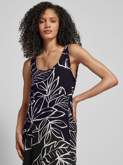 Fransa Knielange jurk met all-over print, model 'Relax' Zwart - 3