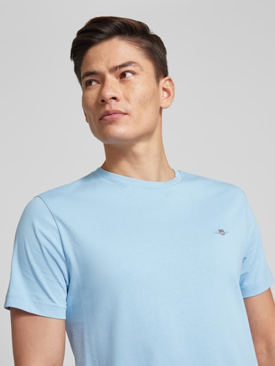 Gant Regular Fit T-Shirt mit Label-Stitching Modell 'SHIELD' Hellblau 3