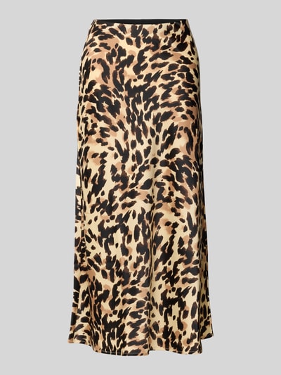 YAS Körpernaher Midirock mit Allover-Print Modell 'YASPELLA' Hellbraun 2