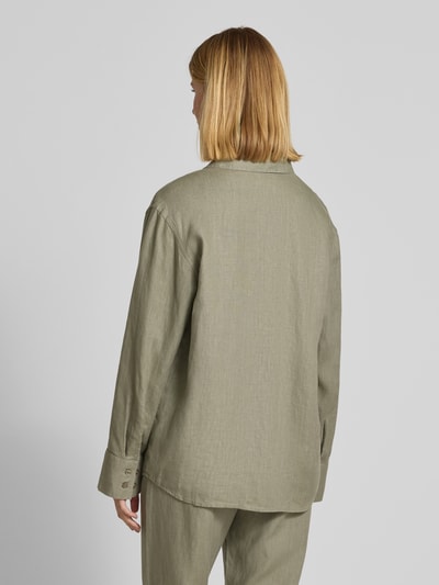 Samsøe Samsøe Regular Fit Leinenbluse mit Knopfleiste Modell 'SANOT' Oliv 5