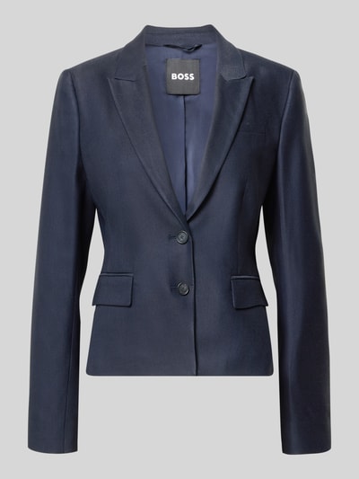 Produktfoto, granatowy Slim Fit Kurzblazer aus Viskose-Lyocell-Mix Modell 'Jia18' von BOSS, gładka tekstura, damski blazer