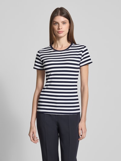 Christian Berg Woman T-Shirt in Ripp-Optik mit Rundhalsausschnitt Dunkelblau 4